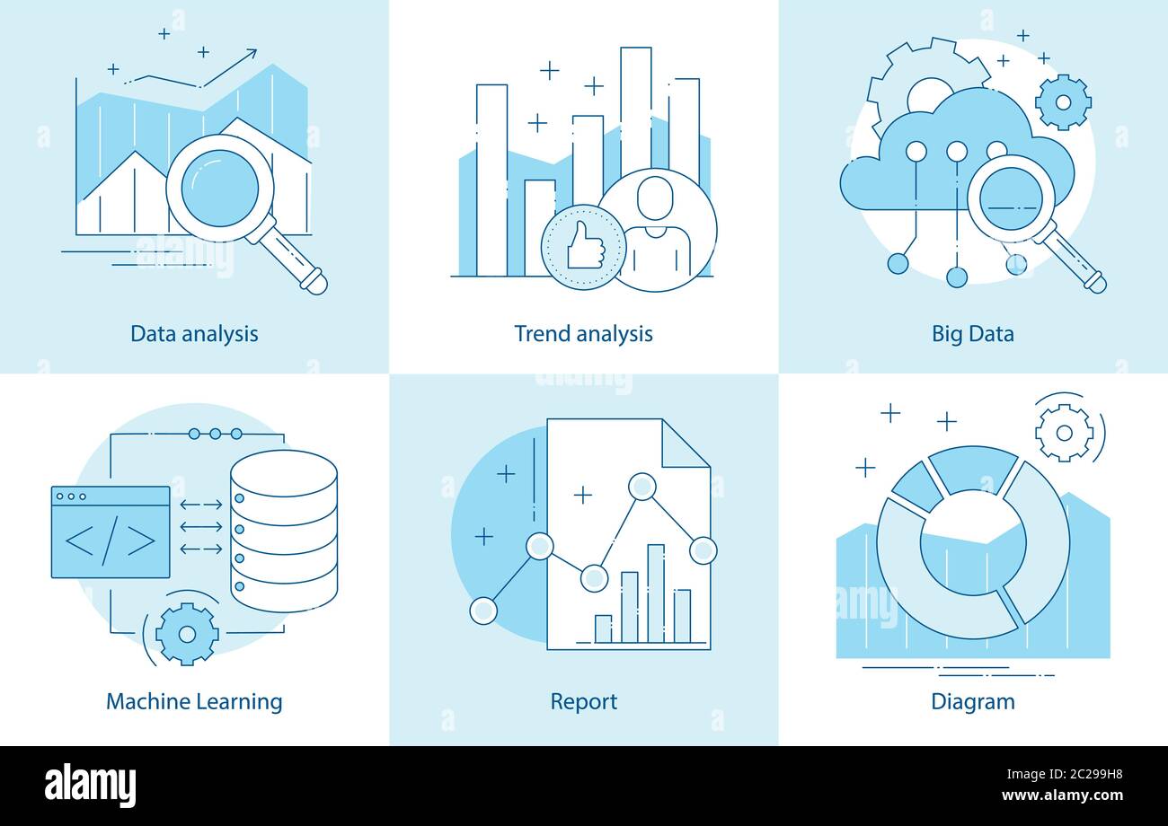 Vektor-Illustration Konzept für Business-Analyse, Marktforschung, Produkttests, Datenanalyse. Stock Vektor