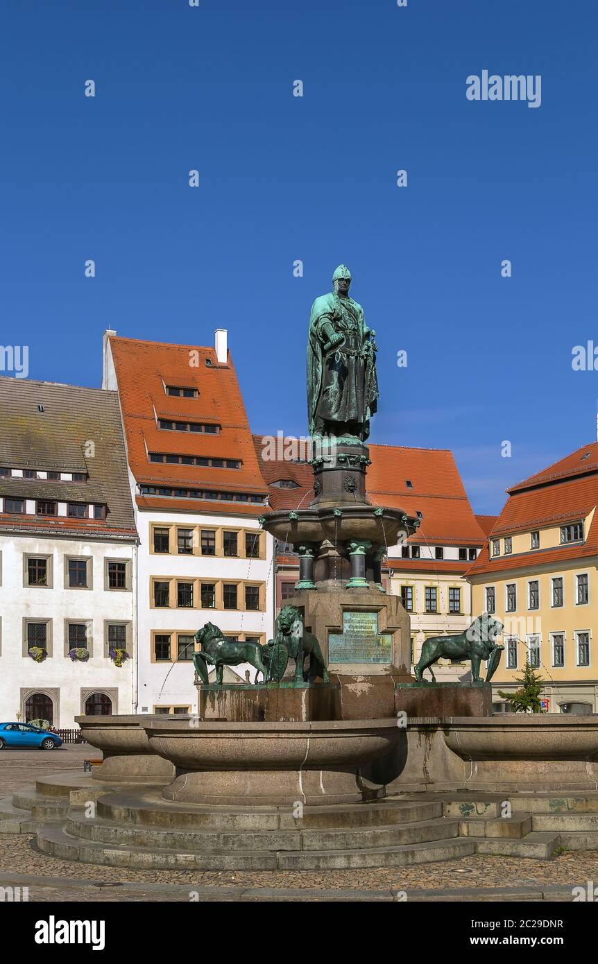 Statue des Stadtgründers, Freiberg, Deutschland Stockfoto