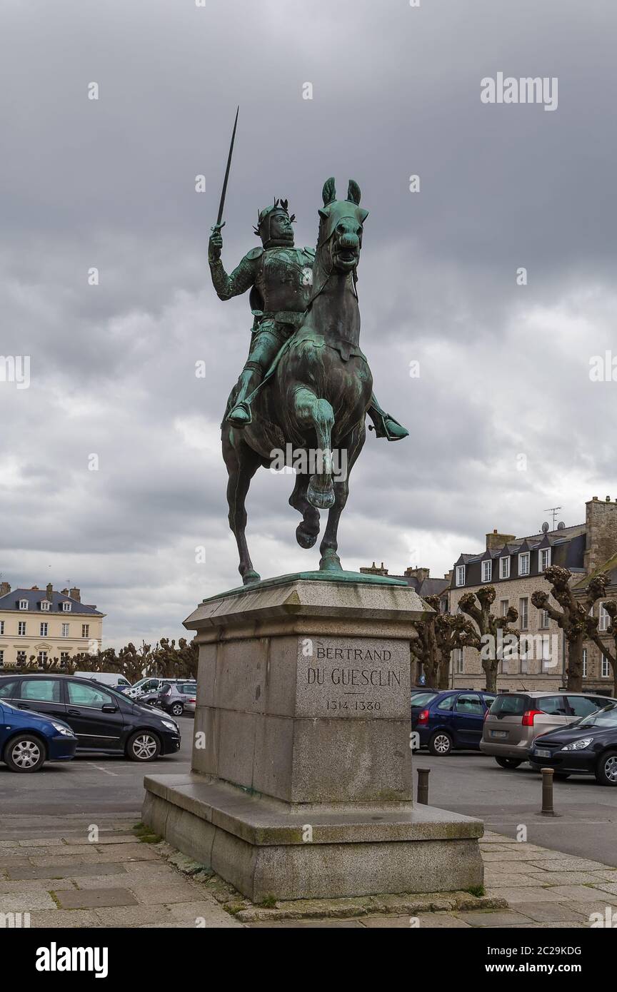 Statue von Bertrand Du Guesclin, Dinan, Frankreich Stockfoto