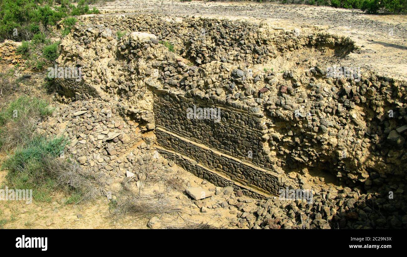 Ruine alter historischer archäologischer Ausgrabungen in Adulis, Eritrea Stockfoto