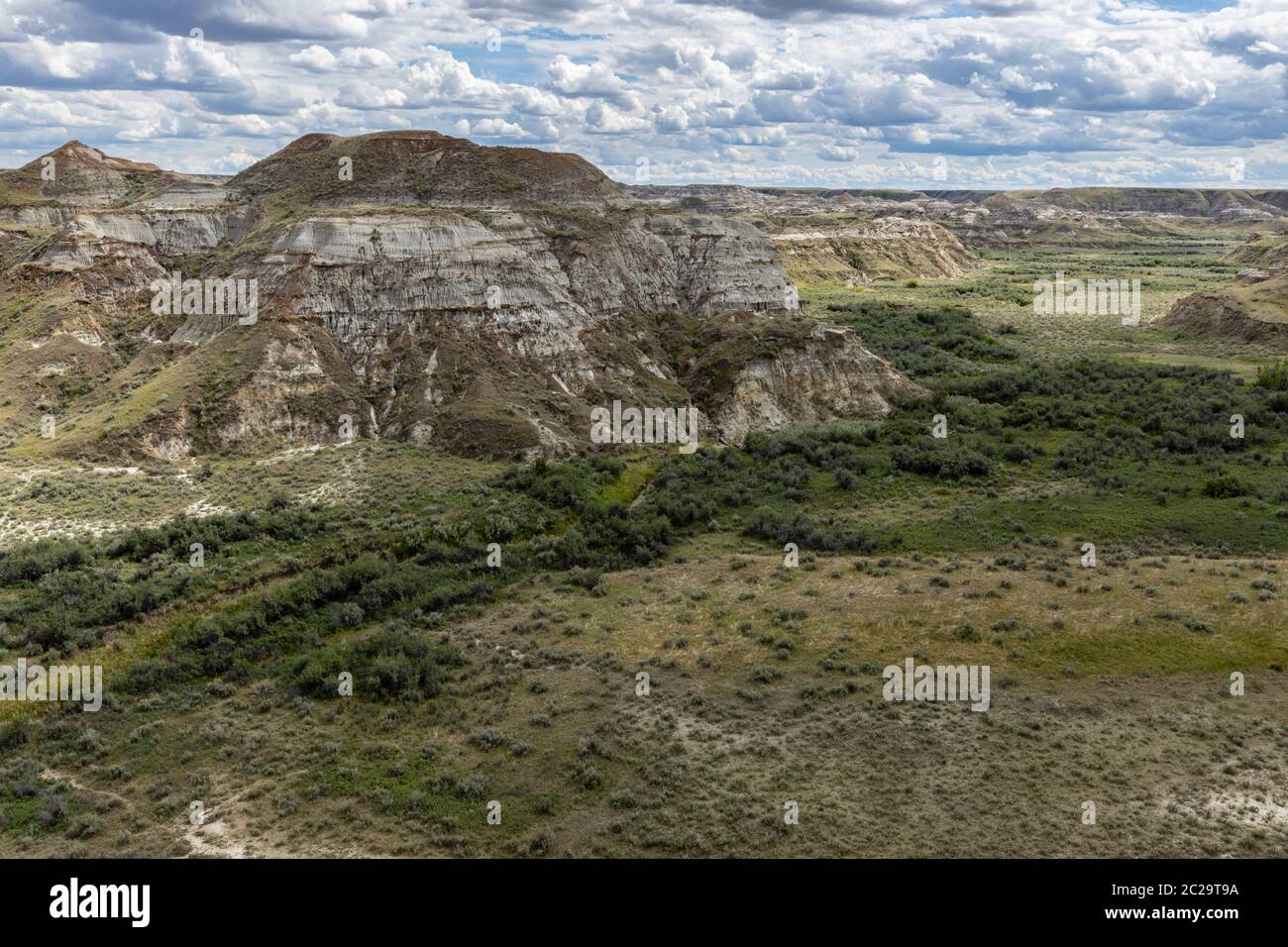 Die Badlands in der Prärie von Alberta in Kanada Stockfoto