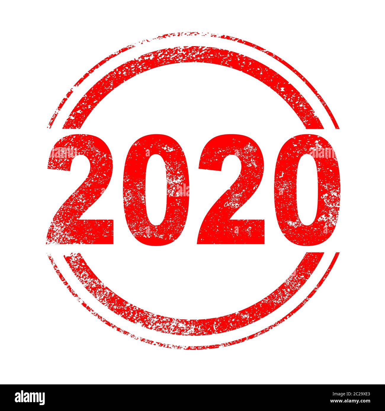 Ein 2020 rote Tinte grunge Stempel über einem weißen Hintergrund Stockfoto