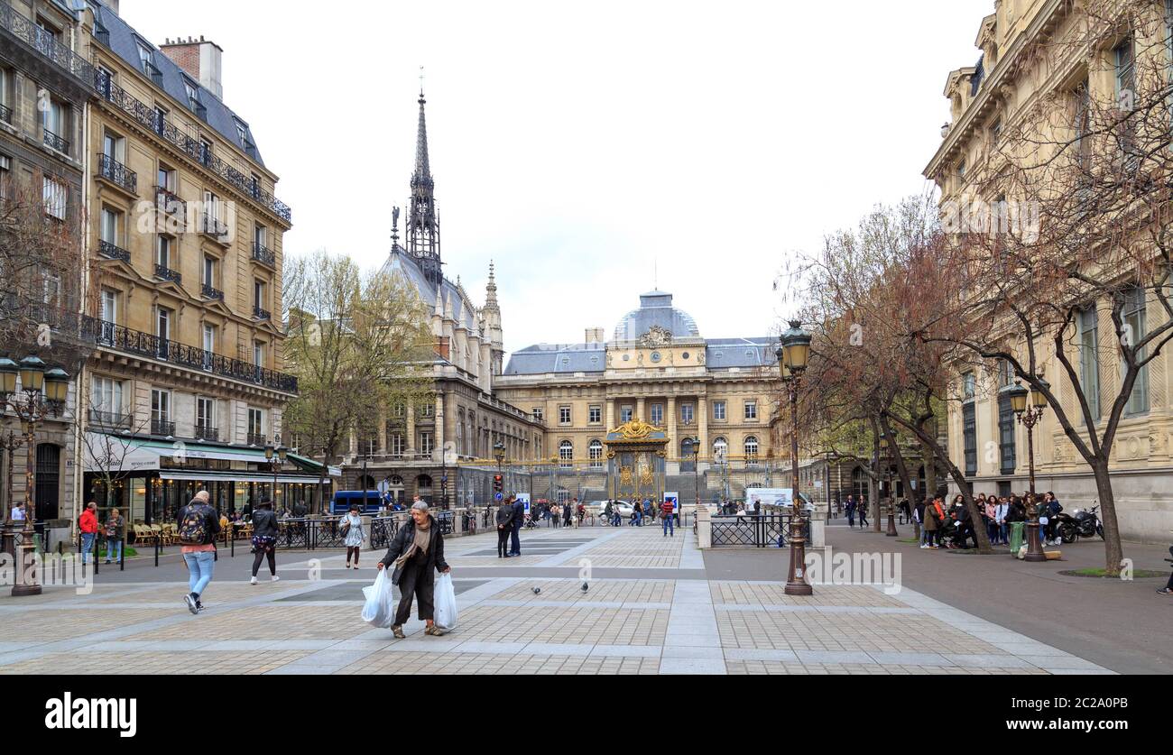 Paris, Frankreich - 1. April 2017: Justizpalast das Justizpalast befindet sich im Zentrum von Paris. Ehemaliges Gefängnis, wo Marie A Stockfoto