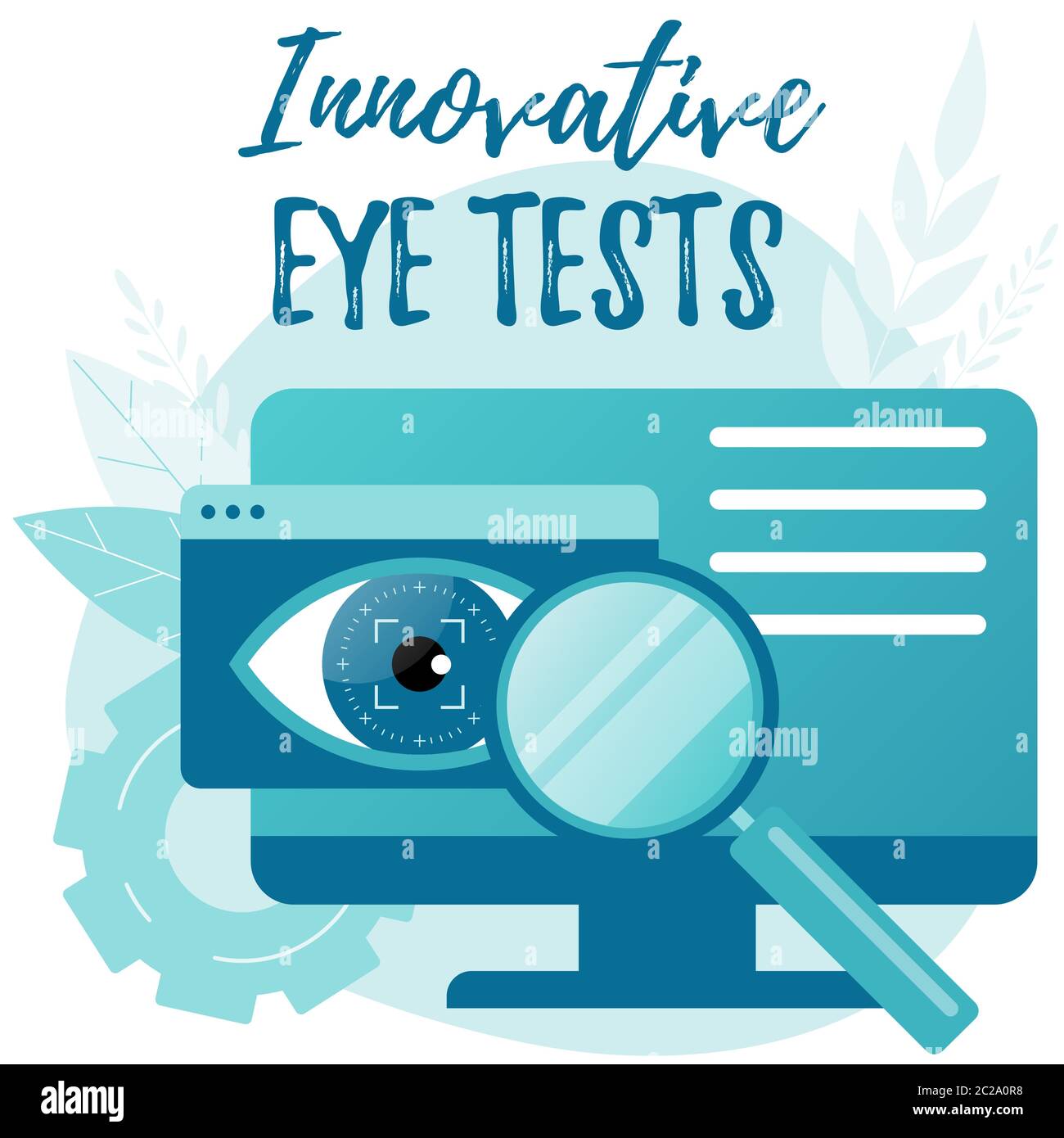 Innovative Computer-Augentests und Sichtprüfung. Optometrie, ophthalmologische Diagnostik Konzept. Stock Vektor