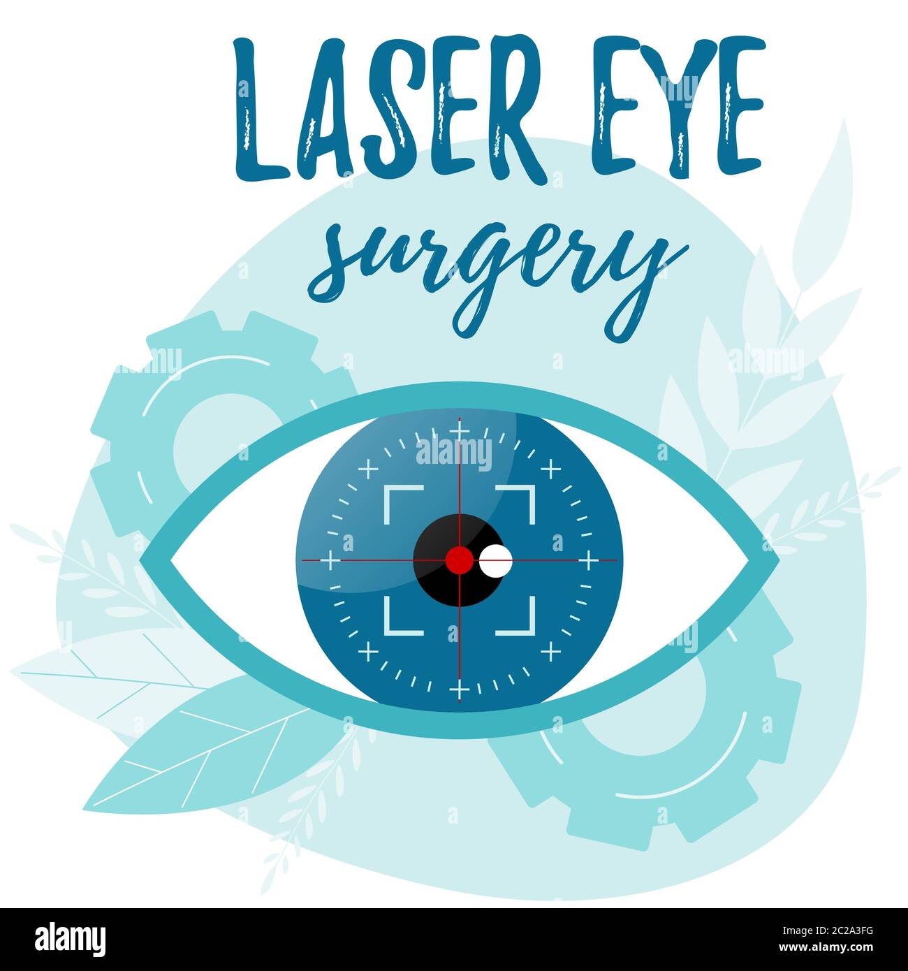 Korrektur der Sehkraft durch einen Laserstrahl. Augenchirurgie. Vektordarstellung für Augenärzte. Stock Vektor