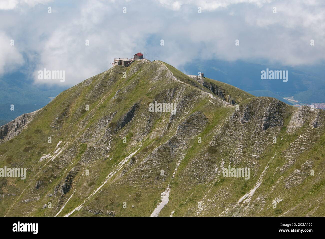 Schöne Landschaft Blick vom Gipfel des Terminillo Berg in Latium Stockfoto