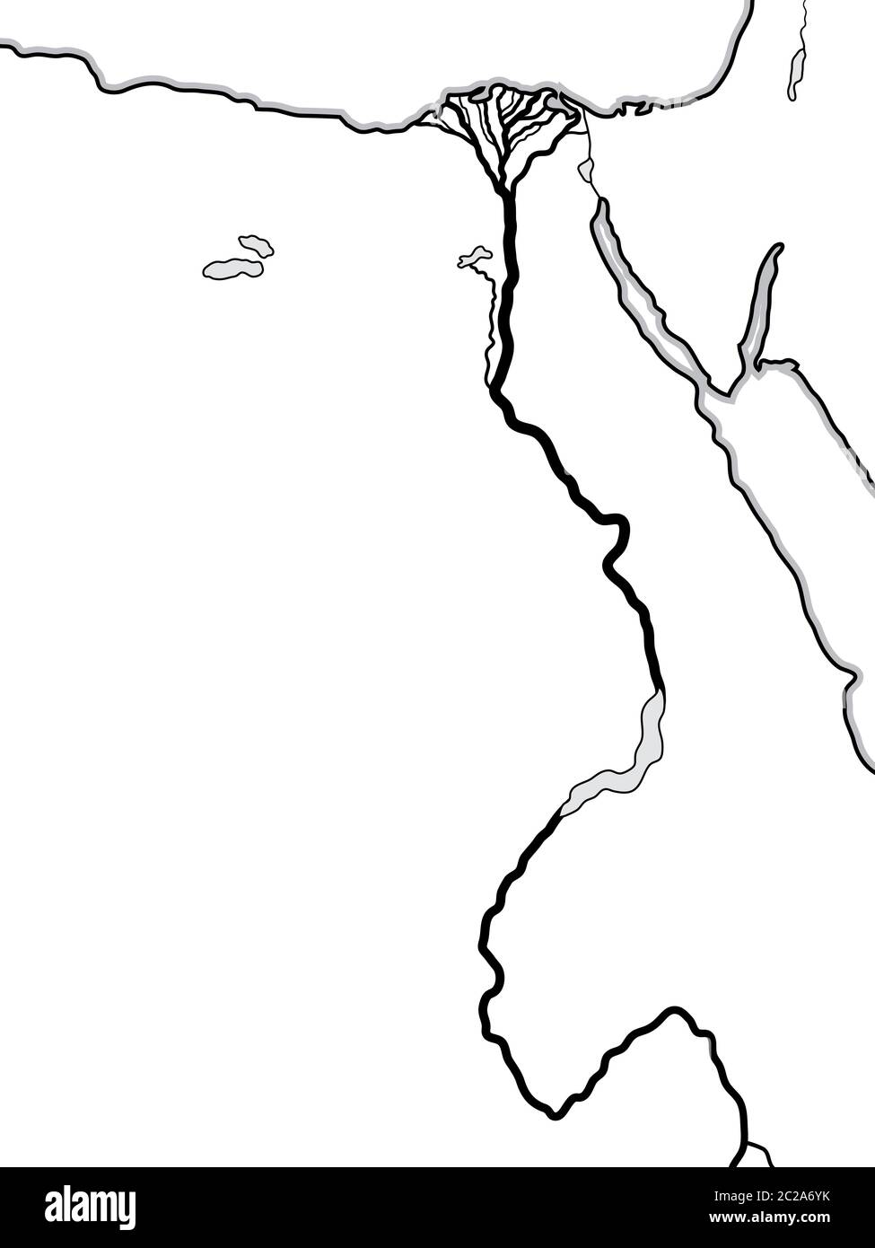 Weltkarte von ÄGYPTEN und LIBYEN: Nordafrika, Unterägypten und Oberägypten, der Nil und sein Delta. Geografische Karte. Stockfoto