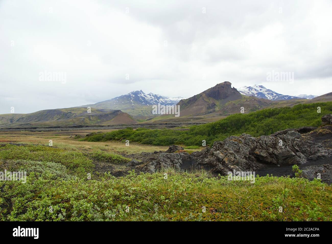 Kalter isländischer Morgen in Toursmork, Wandern Stockfoto