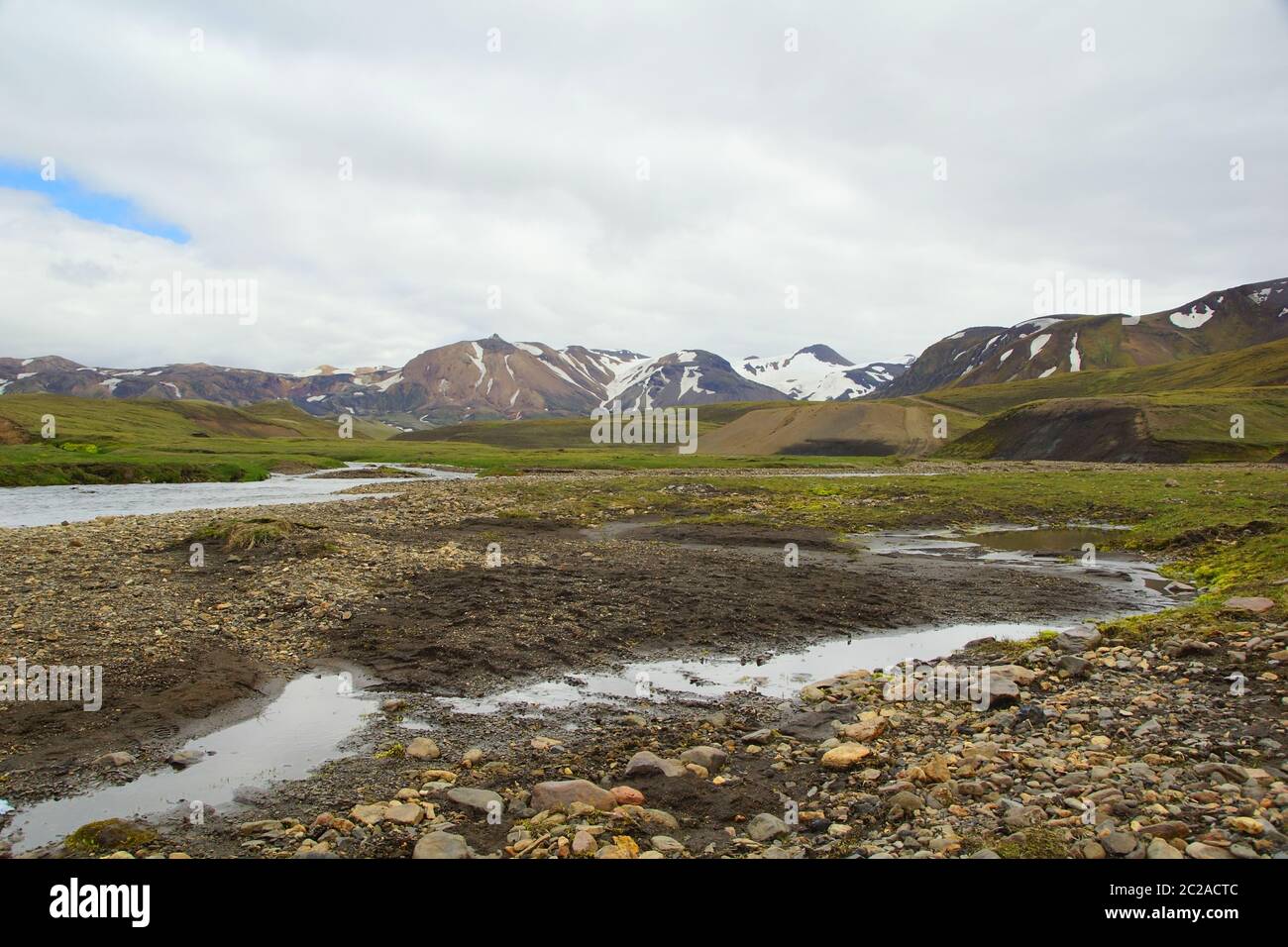 Kalter isländischer Morgen in Toursmork, Wandern Stockfoto