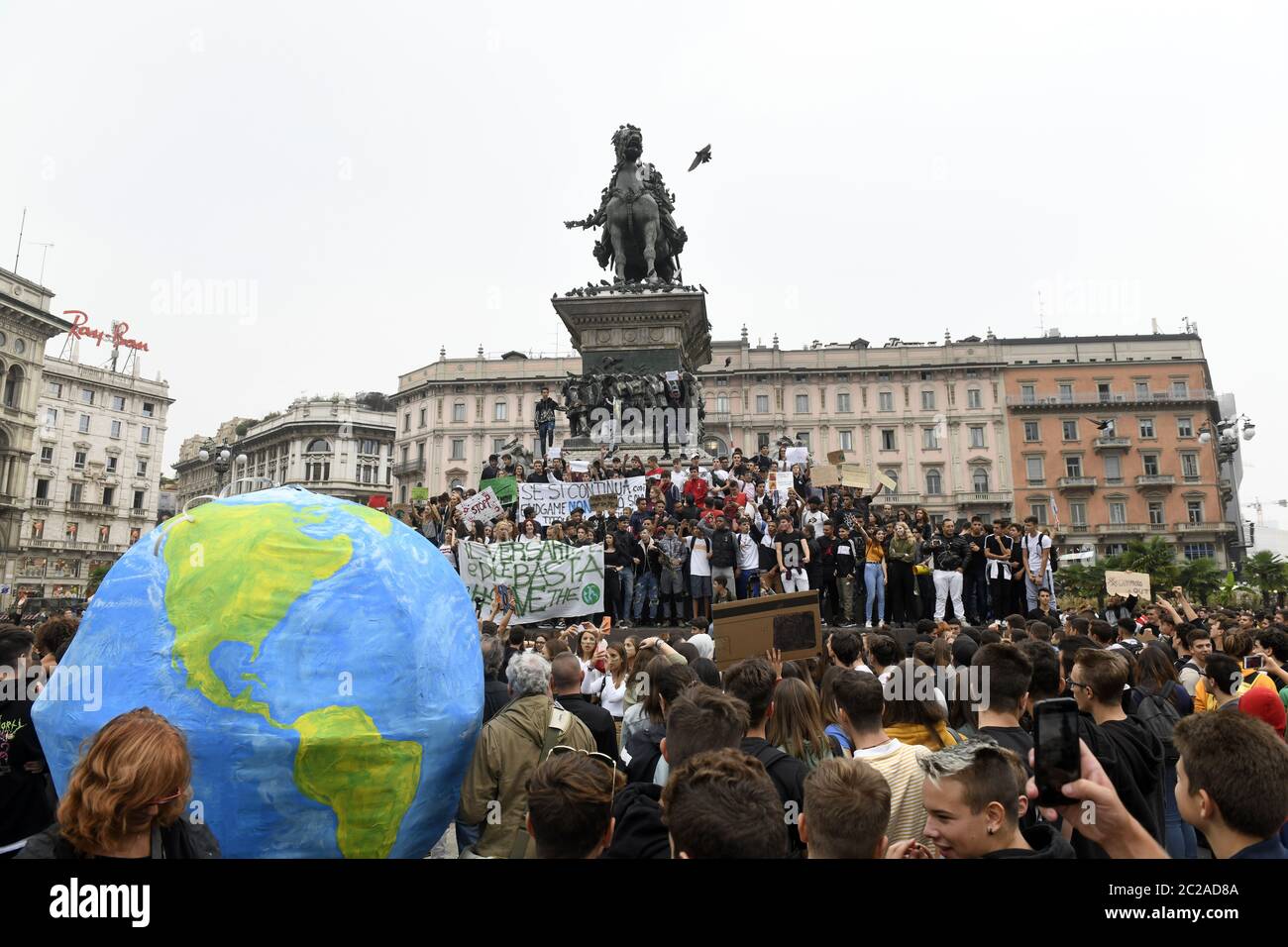 Studentenstreik 'Freitags für die Zukunft'; internationaler Streik gegen die globale Erwärmung, in Mailand. Stockfoto