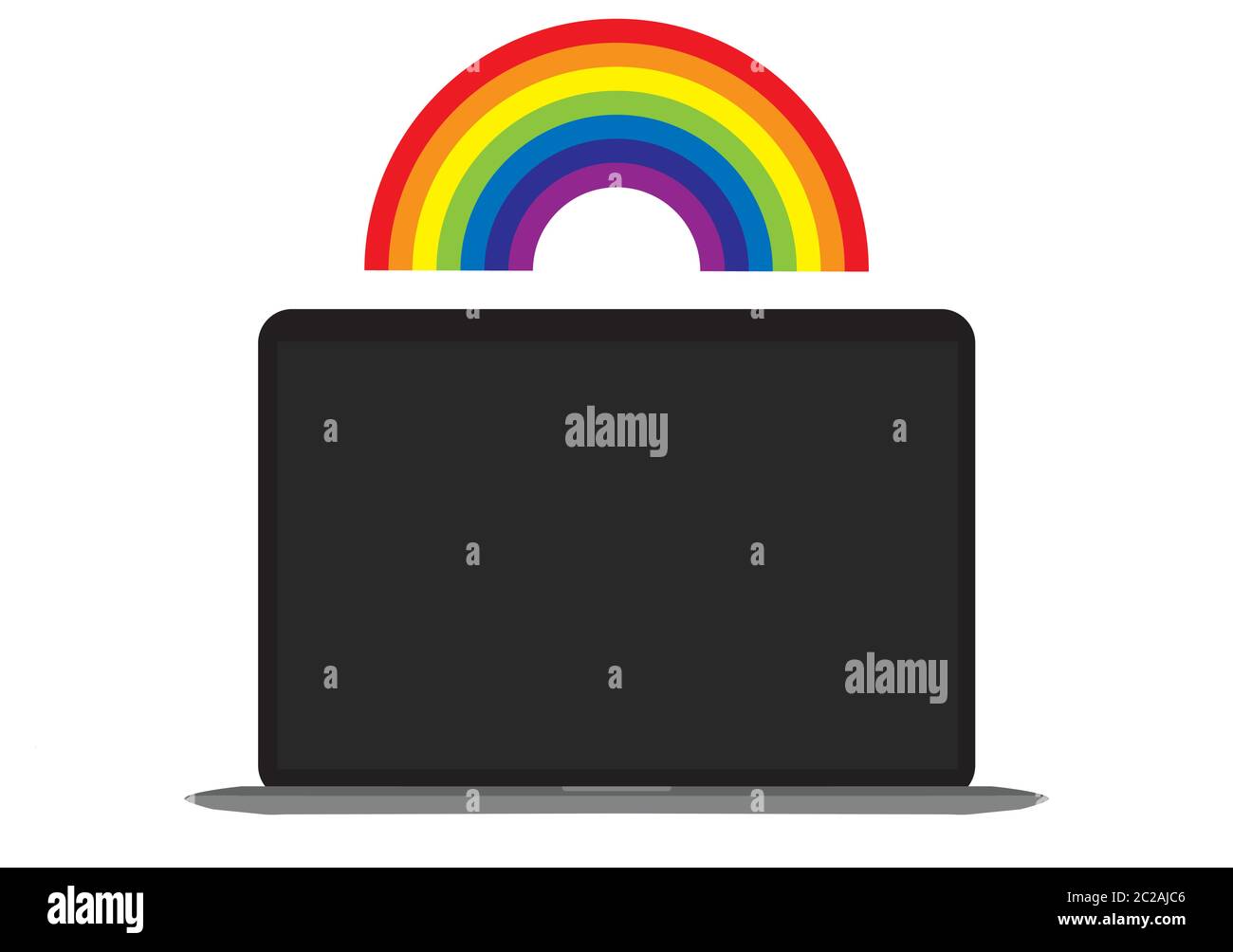 Arbeiten von zu Hause aus Regenbogen Laptop Vektor Stock Vektor