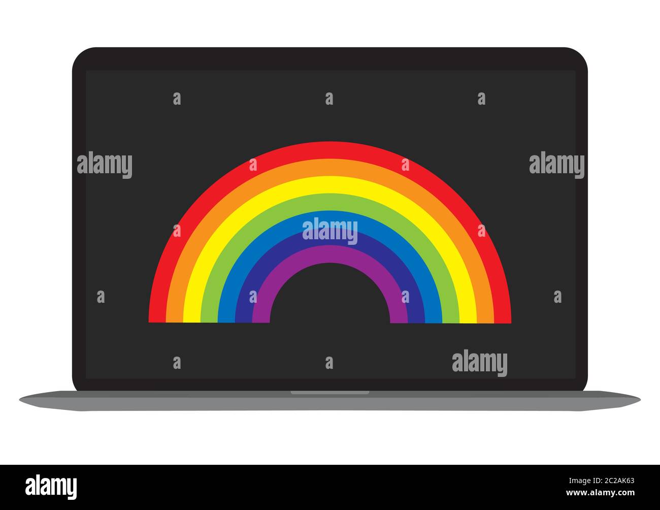 Arbeiten von zu Hause aus Regenbogen Laptop Vektor Stock Vektor
