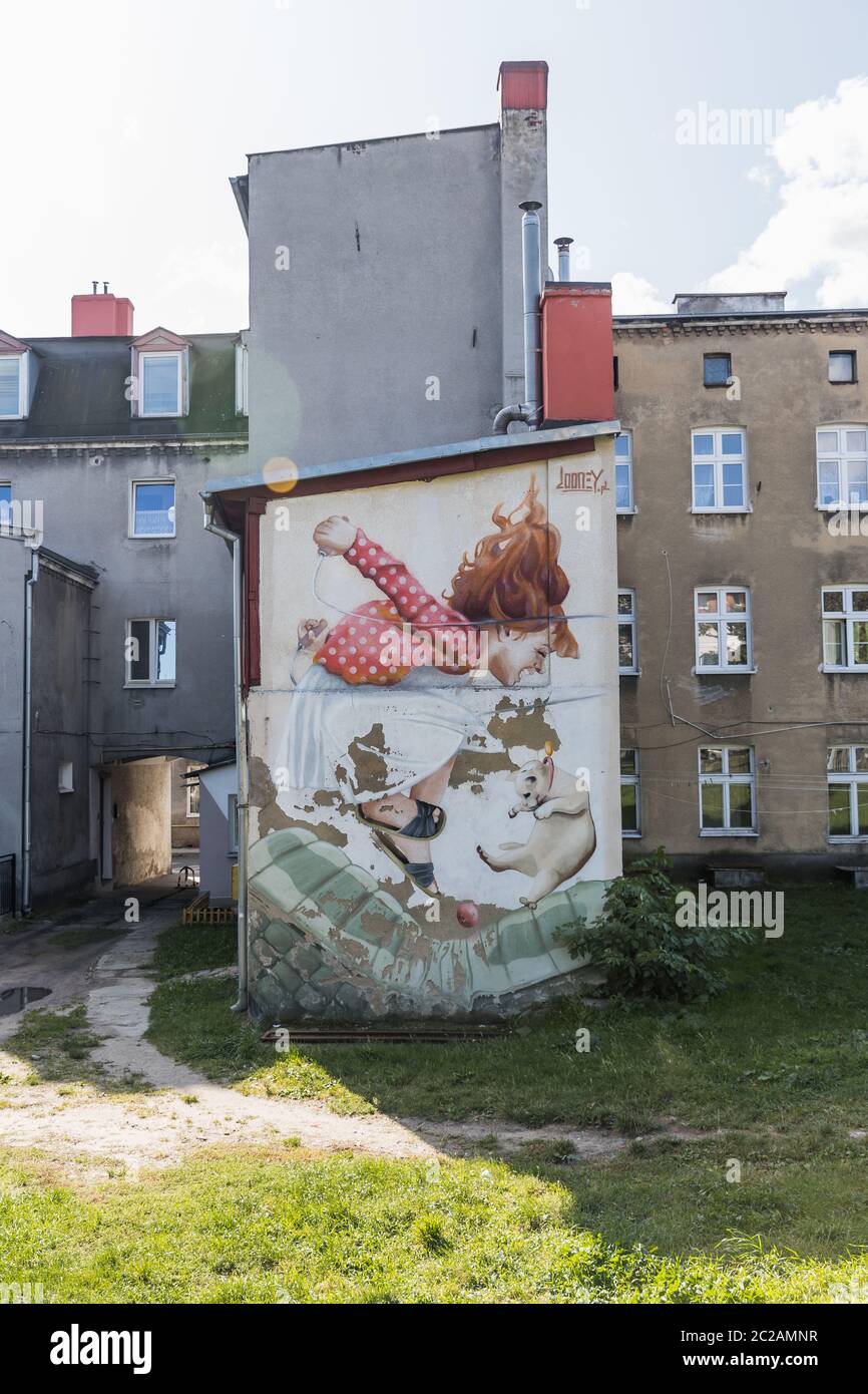 Danzig, Polen 19. September 2019; Street Art als Wandbild, Graffiti in Danzig Siedlce Stockfoto