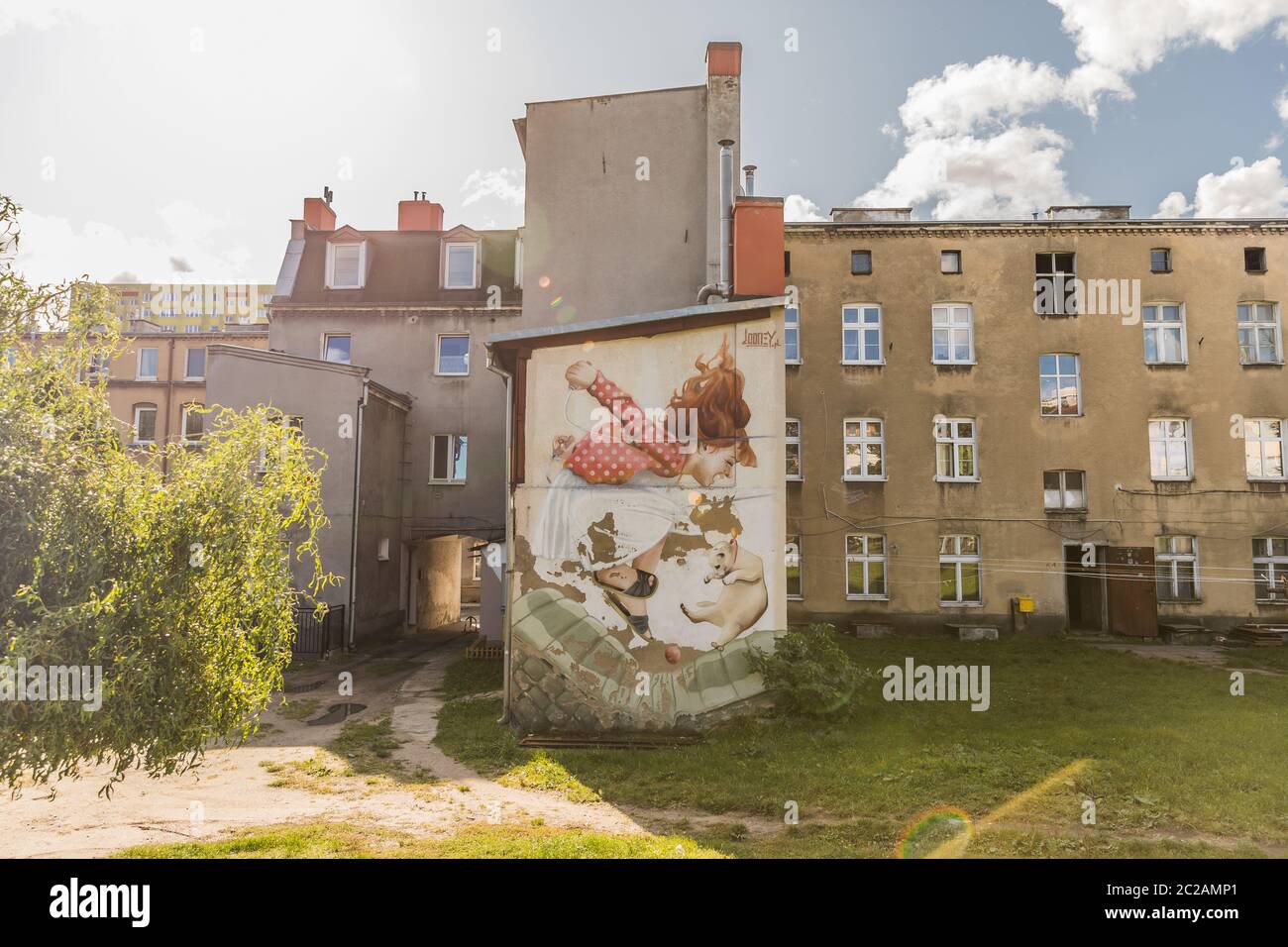 Danzig, Polen 19. September 2019; Street Art als Wandbild, Graffiti in Danzig Siedlce Stockfoto