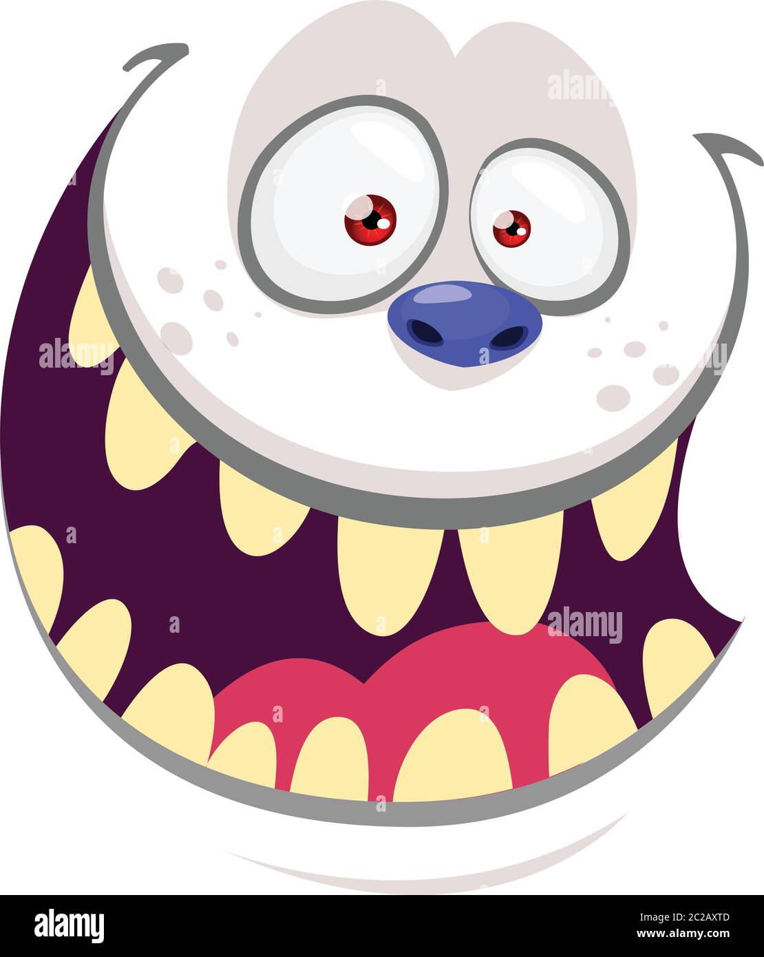 Cartoon Monster yeti Gesicht isoliert auf weiß. Vektor Halloween weiß glücklich Monster Quadrat Avatar. Stock Vektor