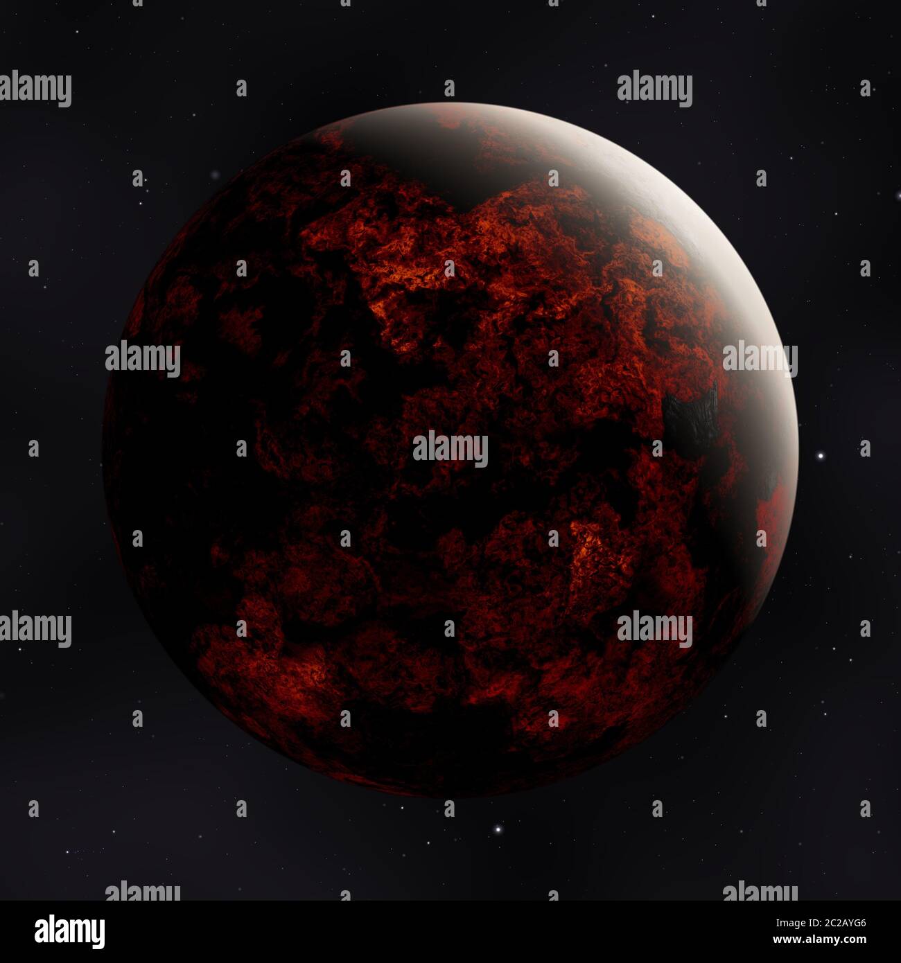 Roter Planet im Weltraum mit Sternen Stockfoto