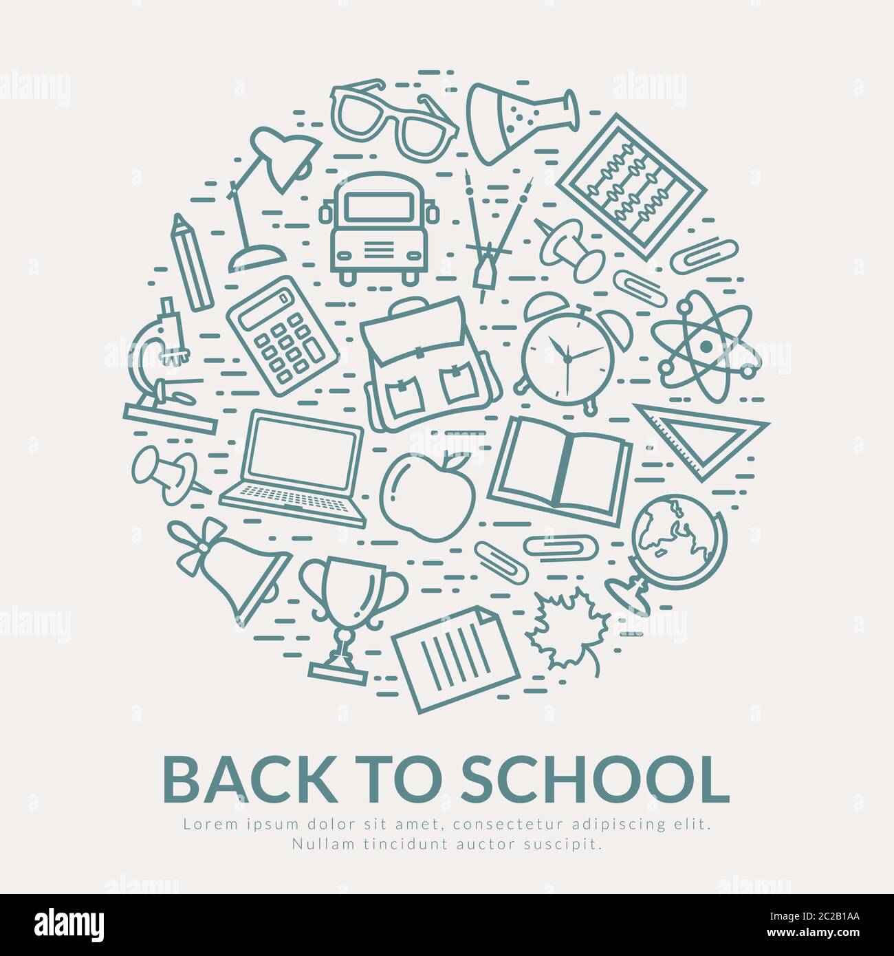 Zurück zur Schule Banner. Vektor-Konzept Hintergrund mit Bildung Linie Symbole und Ort für Text. Stock Vektor