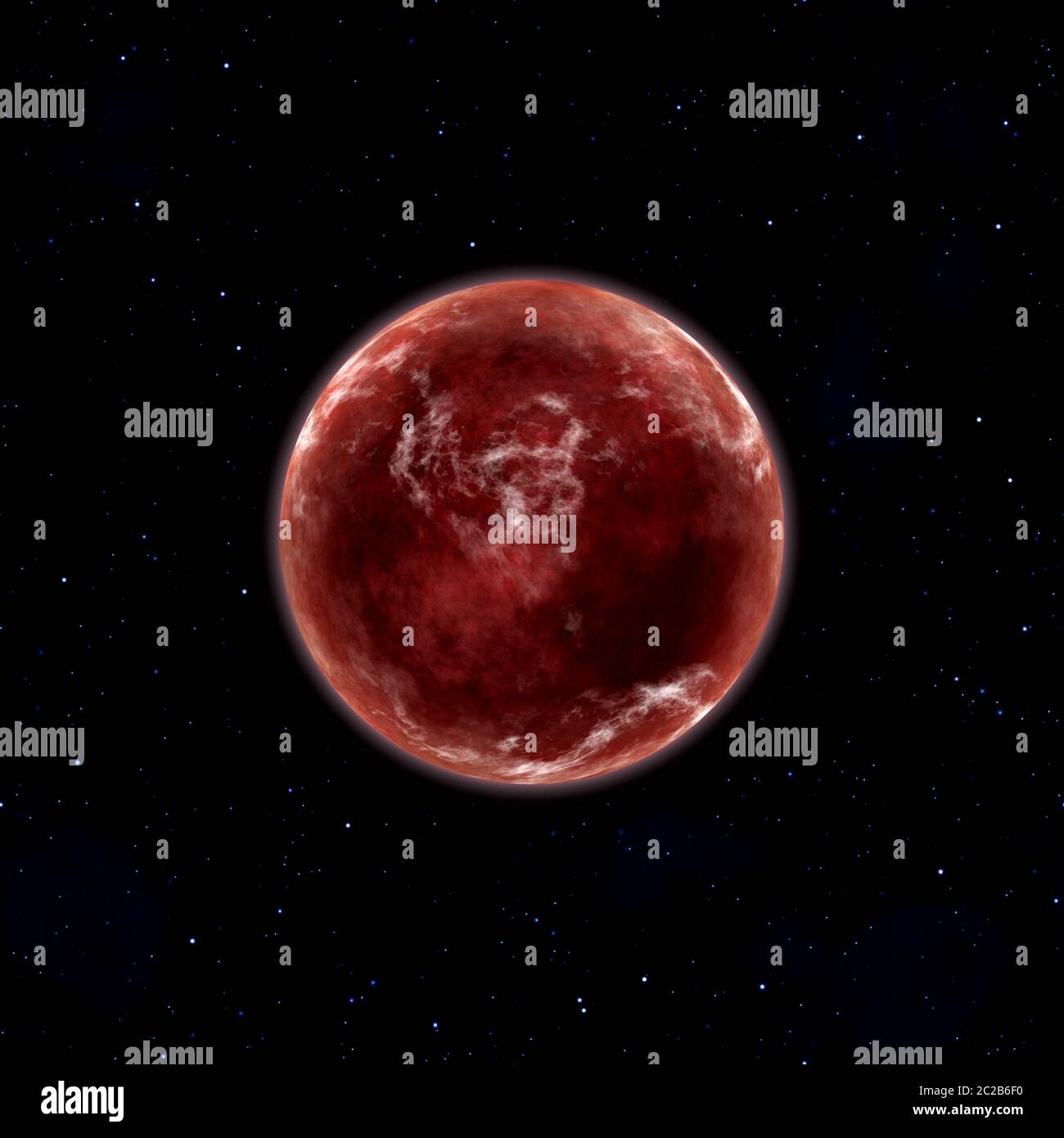 Roter Planet im Weltraum mit Sternen Stockfoto