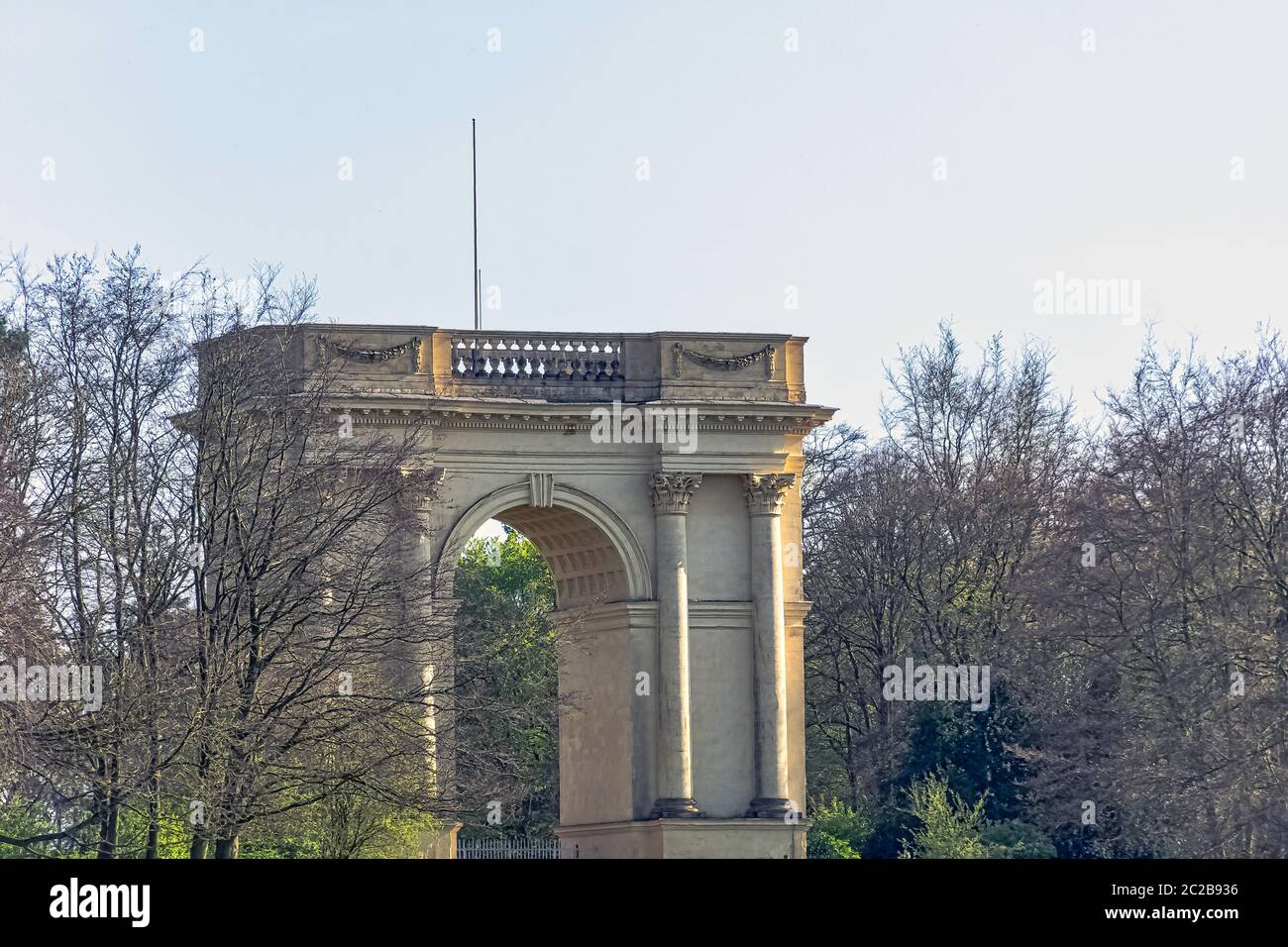 Der Corinthian Arch an der Südfront in Stowe, Buckinghamshire, Großbritannien Stockfoto