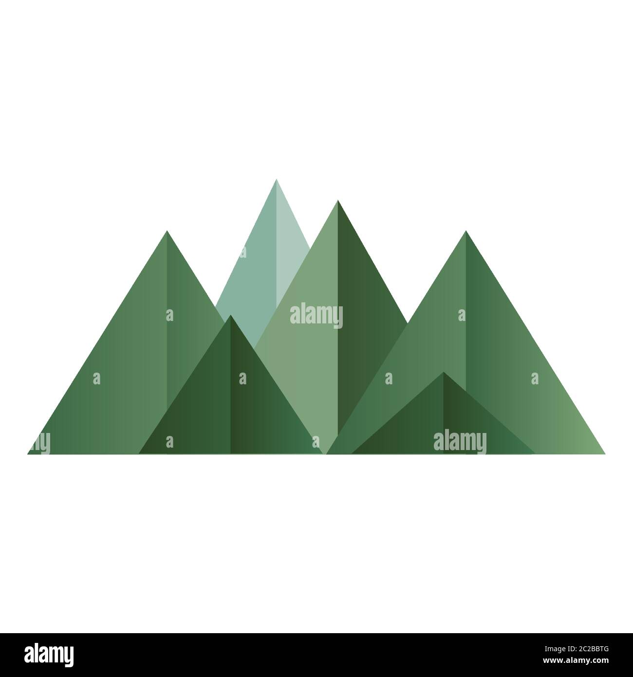 Green Mountains Low-Poly-Stil. Polygonale Formen. Vektor-isolierte Illustration Stock Vektor