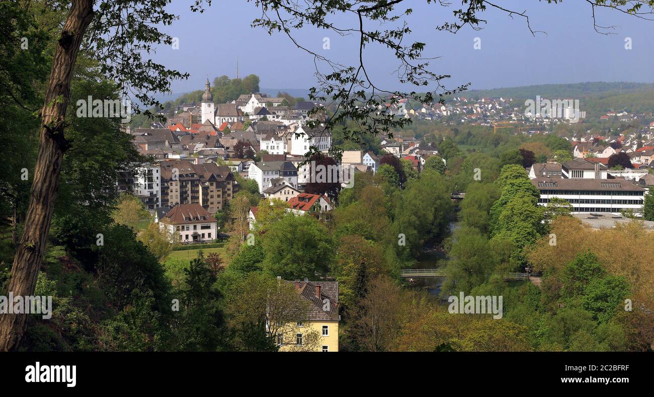 Blick auf Arnsberg, Altstadt, eine kleine Stadt in Deutschland, Nordrhein-Westfalen Stockfoto