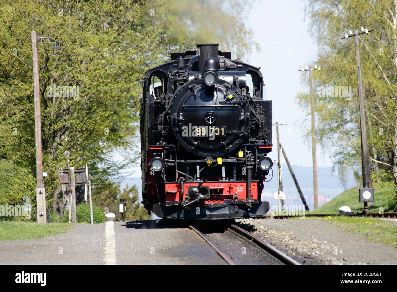 Dampflokomotive der Zittauer Schmalspurbahn im Bahnhof Jonsdorf Stockfoto