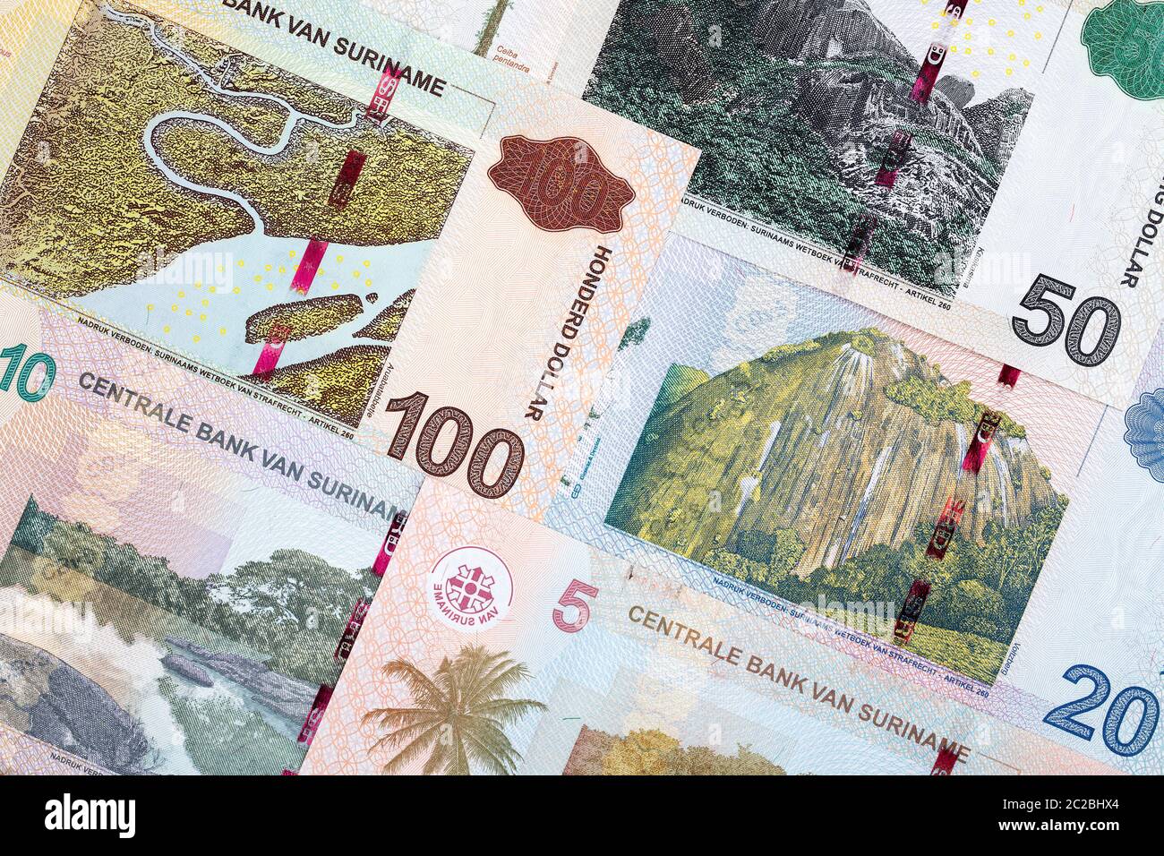 Surinamesischer Dollar ein Hintergrund Stockfoto