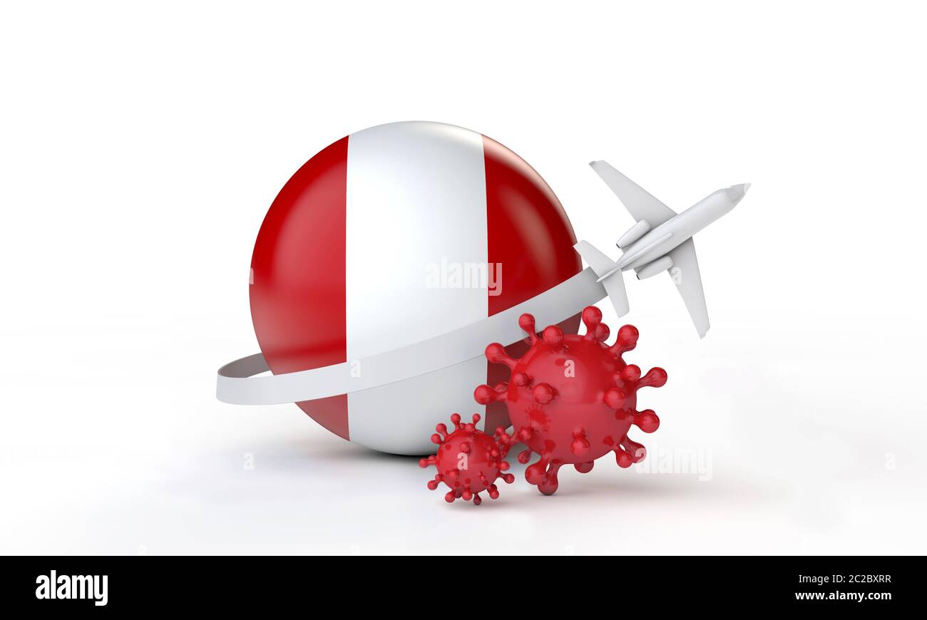 Peru Cononavirus Ausbruch Reise Konzept. 3D-Rendering. Stockfoto