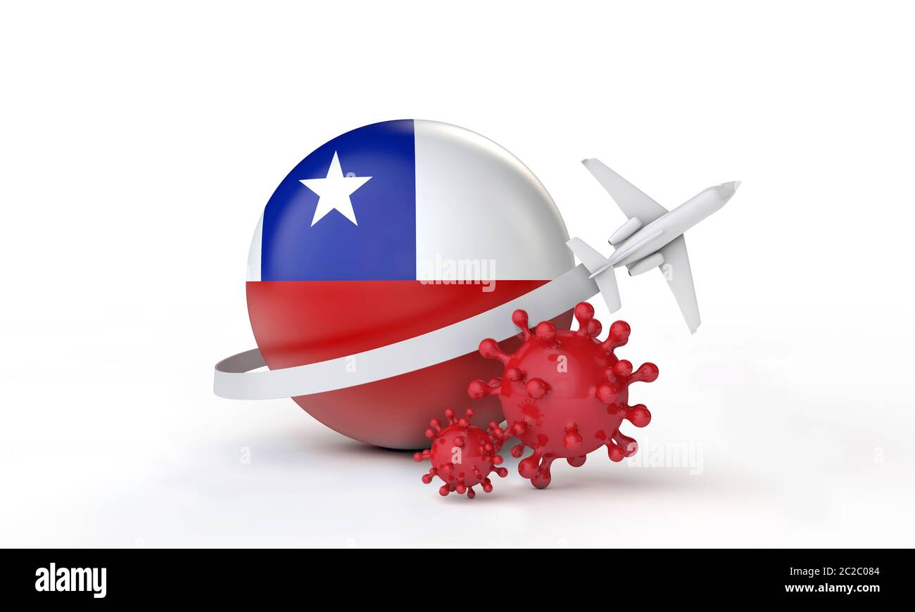 Chile cononavirus Ausbruch Reise Konzept. 3D-Rendering. Stockfoto