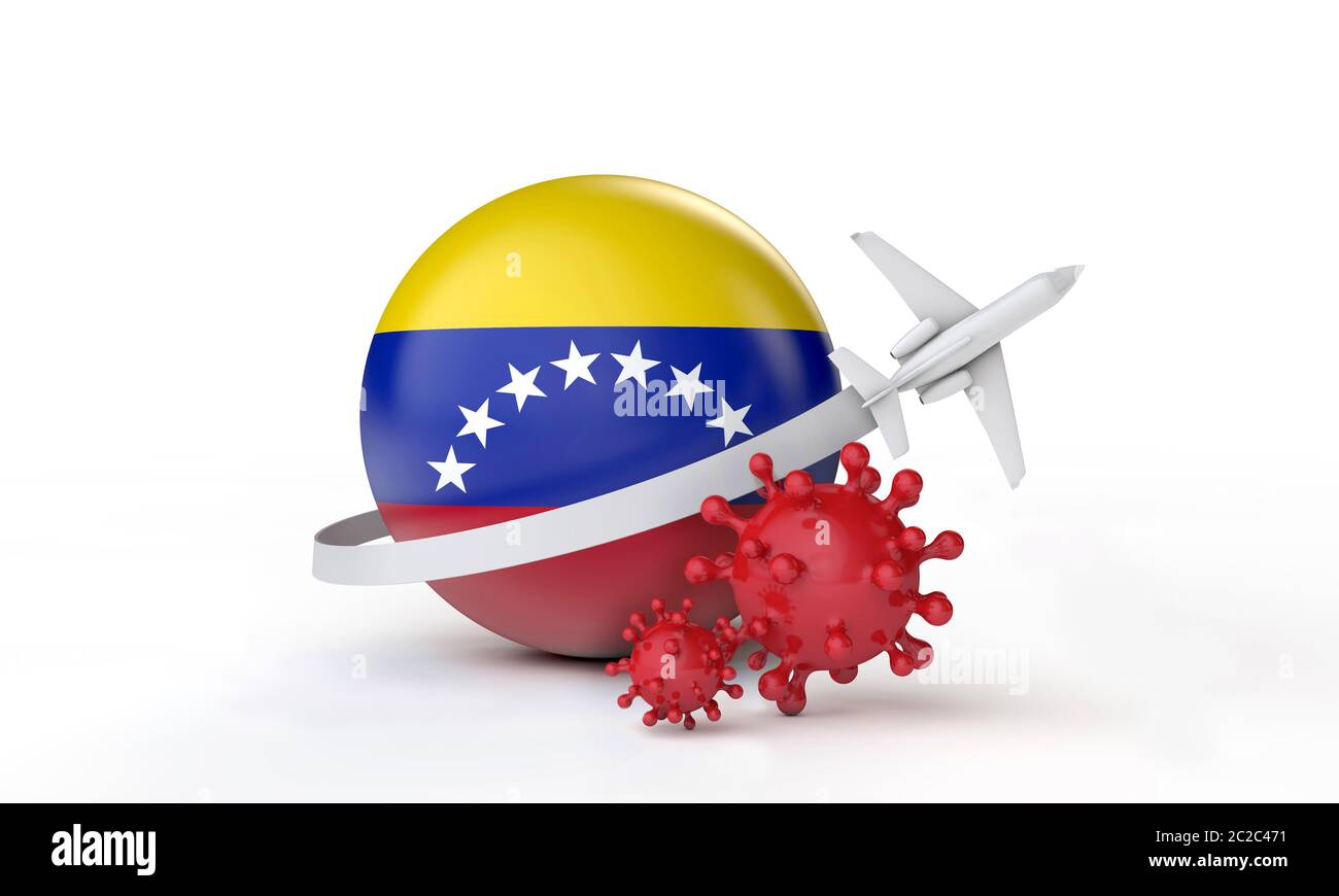Venezuela Cononavirus Ausbruch Reise Konzept. 3D-Rendering. Stockfoto