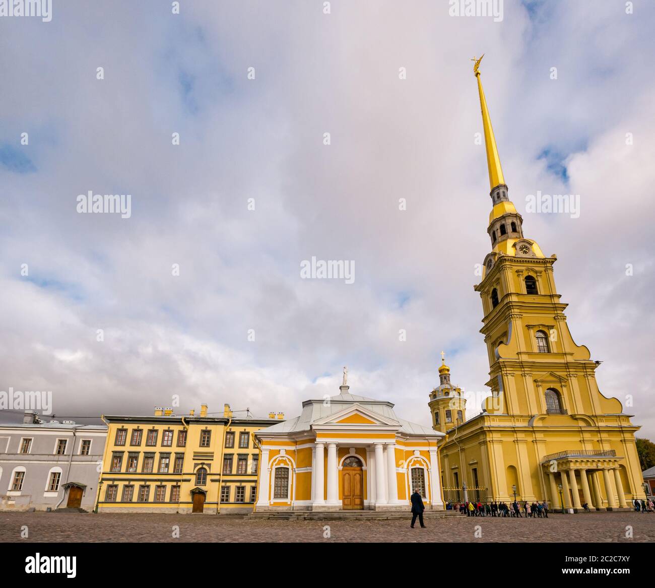 Botnyy Haus und Peter und Paul Kathedrale Kirchturm, Peter und Paul Festung, St. Petersburg, Russland Stockfoto