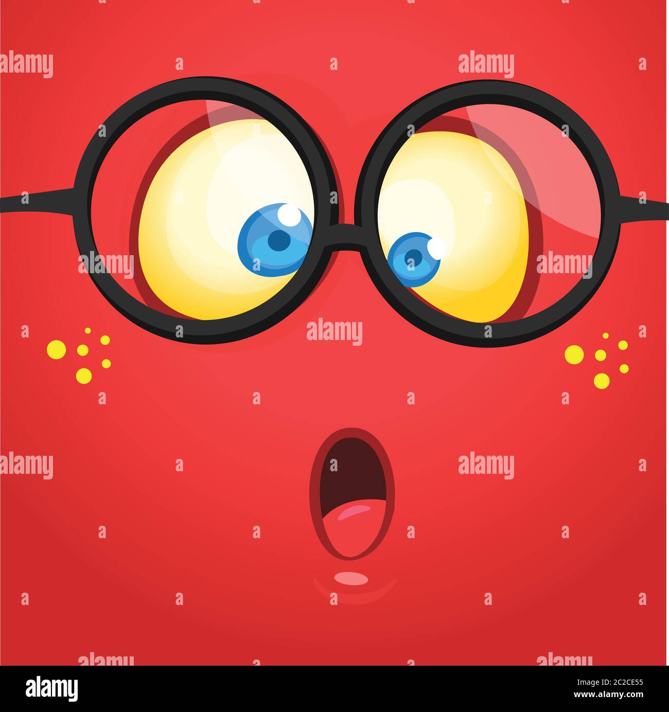 Cartoon Monster Gesicht überrascht Ausdruck. Vektor Halloween schockiert Monster Quadrat Avatar Stock Vektor