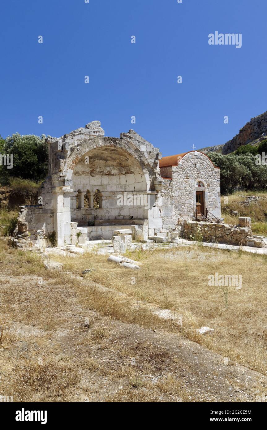 Kirche Christi in Jerusalem in die Website von Delian Apollo, Panormas, Kalymnos, Dodekanes, Griechenland. Stockfoto