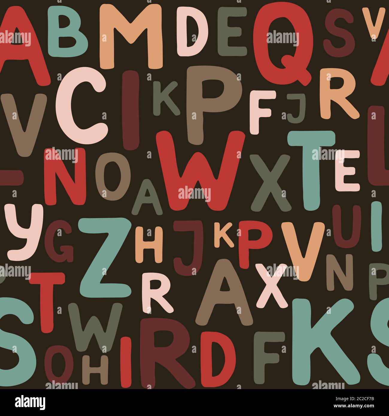 Nahtloses Muster aus mehrfarbigen Buchstaben Stock Vektor
