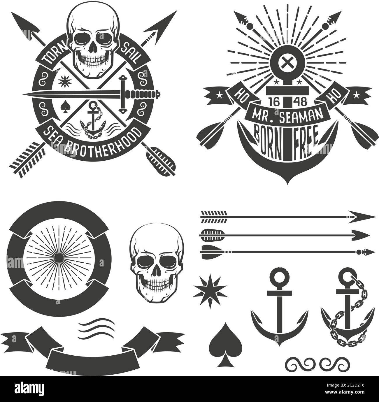 Hipster Marine Tattoo Stock Vektor