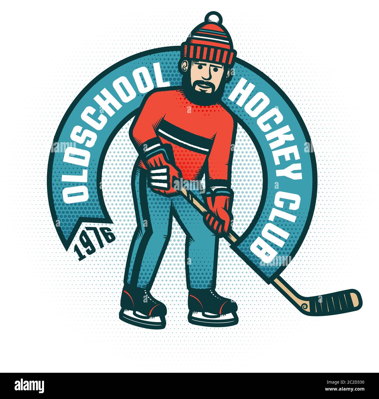 Hockey Retro Emblem für Amateur-Club Stock Vektor