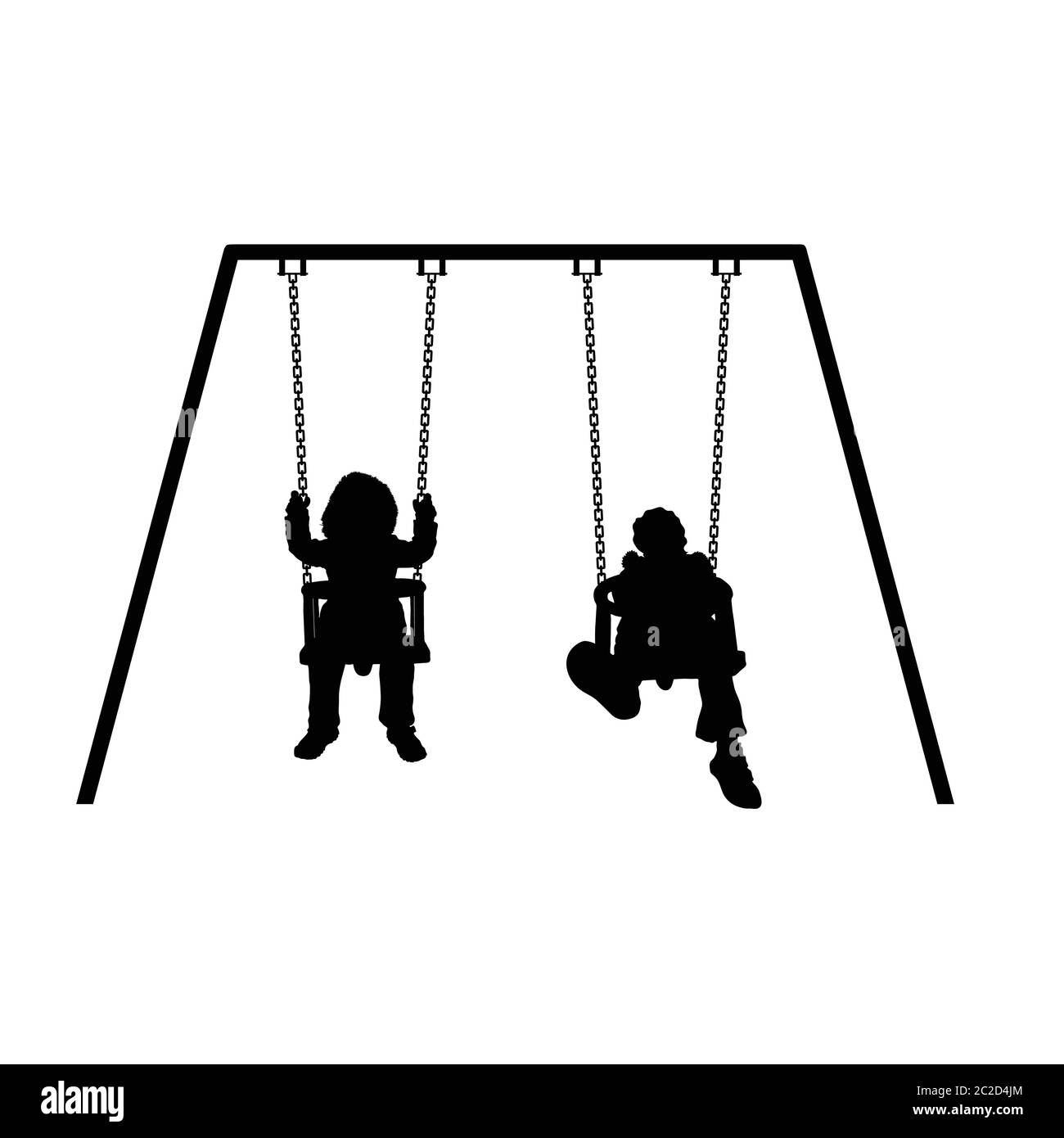 Kind Silhouette auf Schaukel Illustration in schwarz Stock Vektor