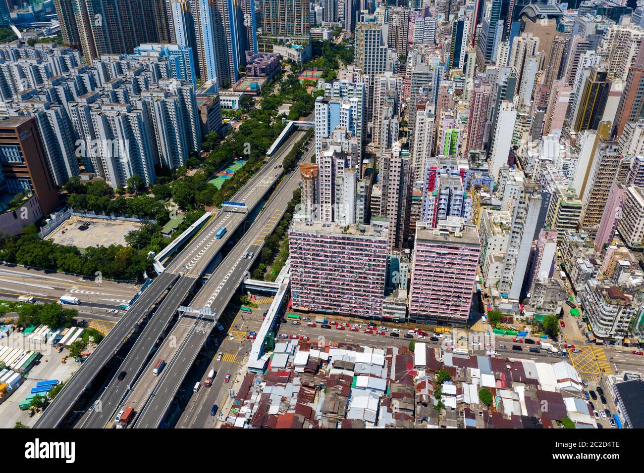 Yau Ma Tei, Hongkong 10. September 2019: Blick von oben auf die Innenstadt von Hongkong Stockfoto