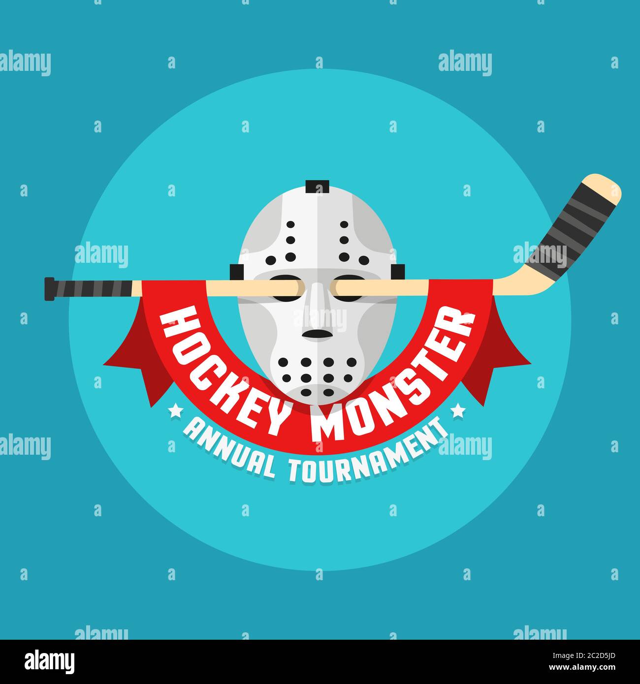 Flaches Hockey-Logo der Retro-Hockey-Maske Stock Vektor