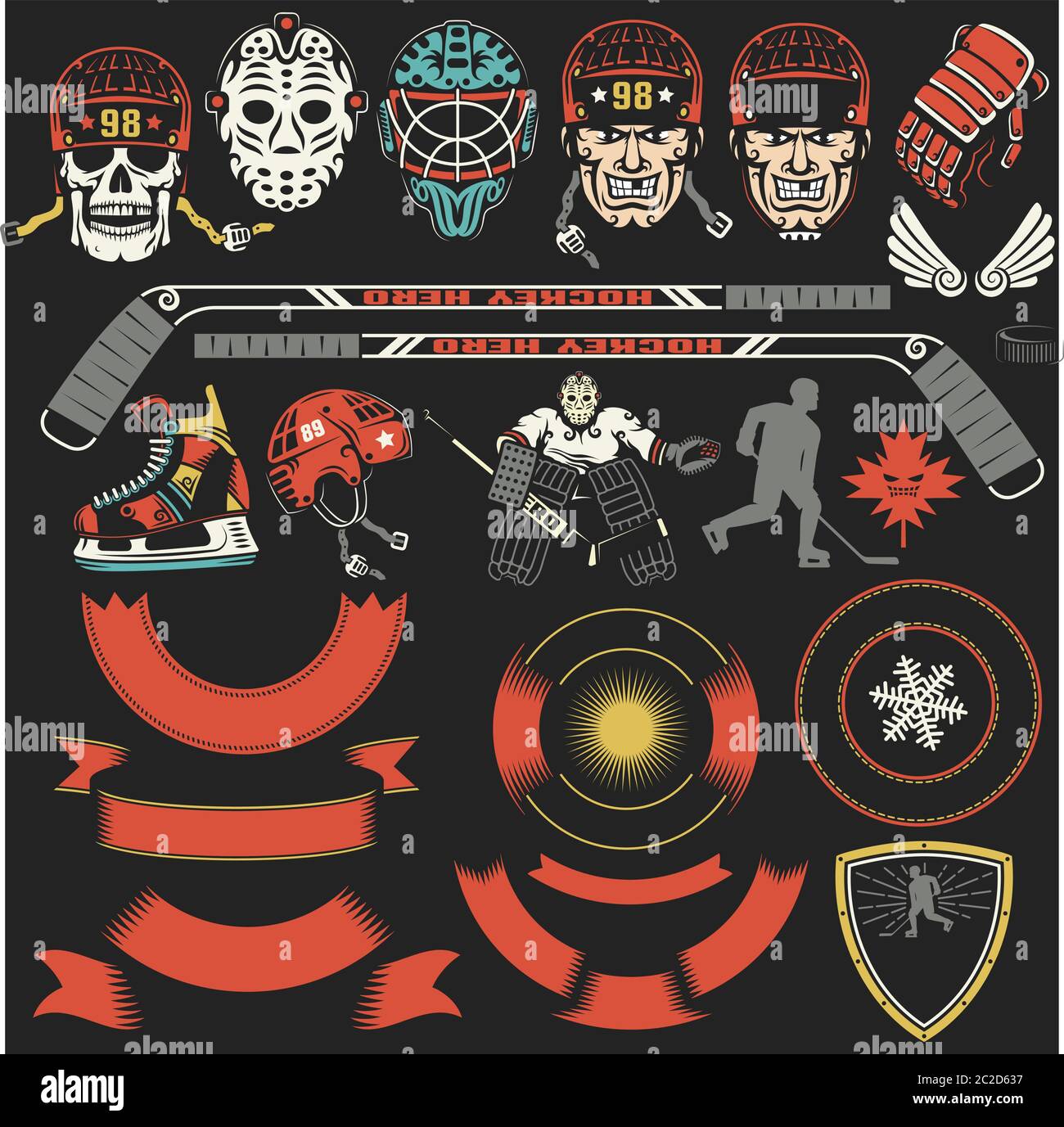 Hockey farbige Objekte Stock Vektor