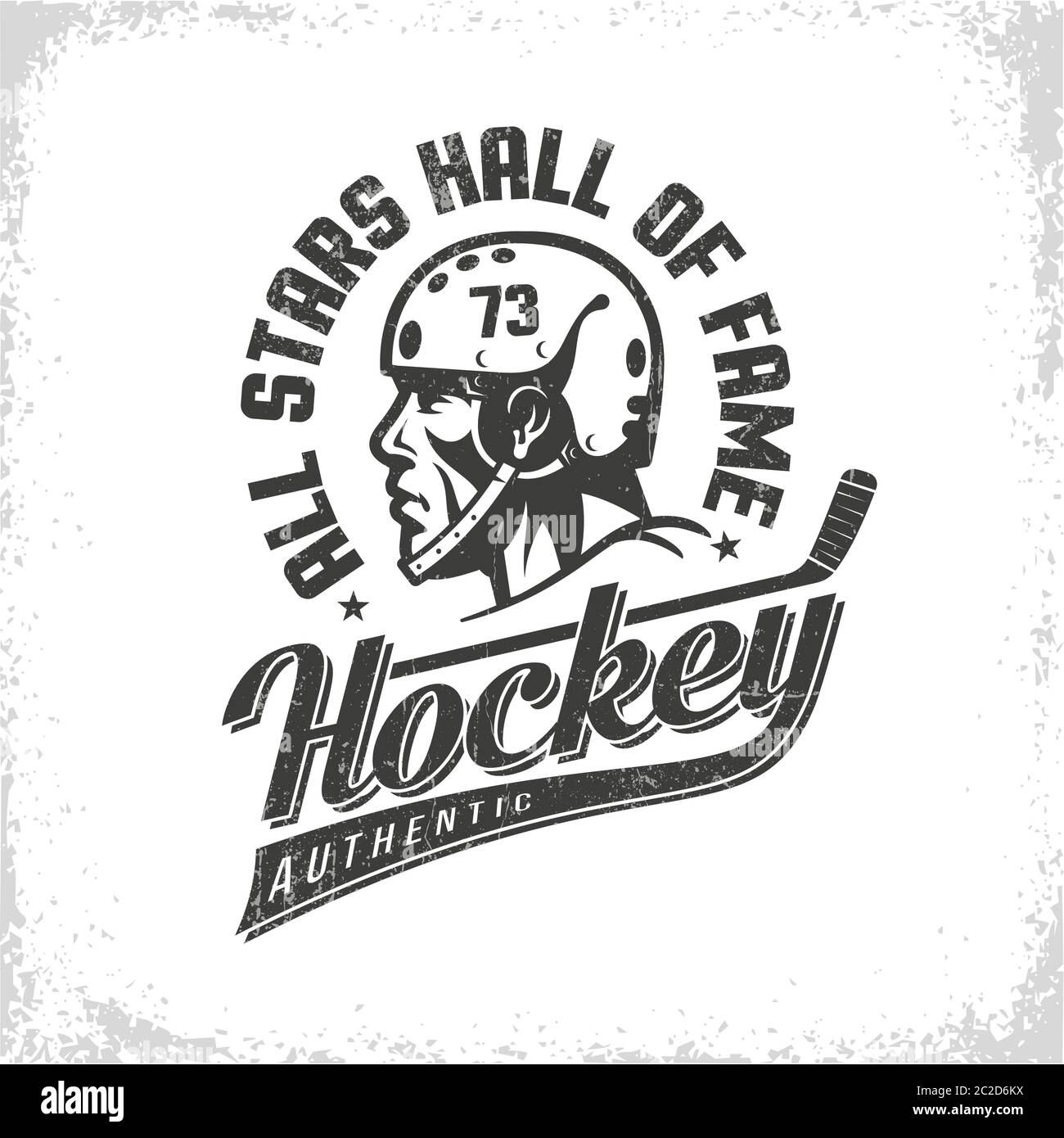 Schwarz-weißes Hockey-Retro-Logo Stock Vektor