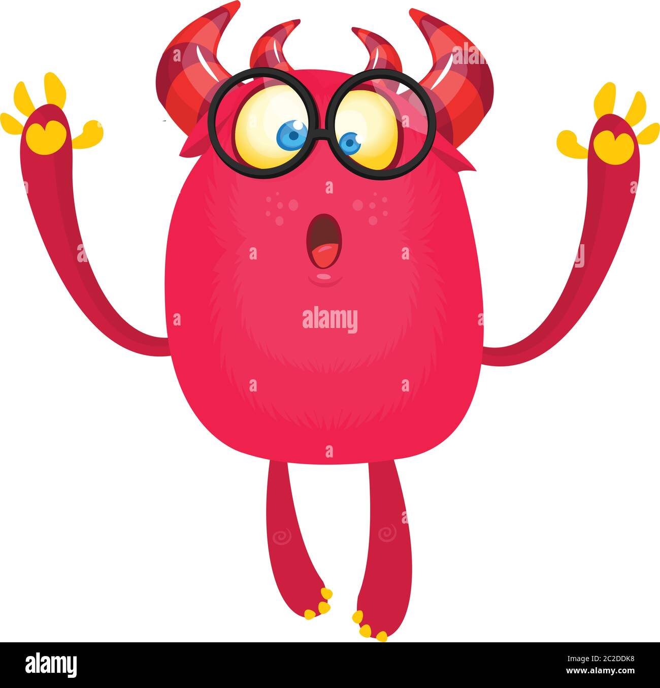 Lustige überrascht Monster Cartoon tragen Brillen Stock Vektor