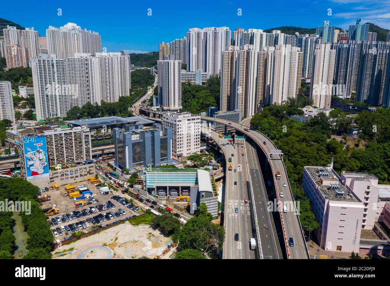 Kwun Tong, Hongkong 06. September 2019: Blick von oben auf die Stadt Hongkong Stockfoto