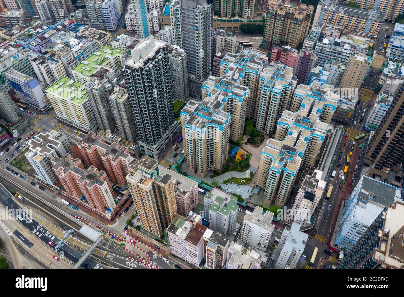 Hung Hom, Hongkong 15. Mai 2019: Draufsicht auf das Wohnviertel von Hongkong Stockfoto