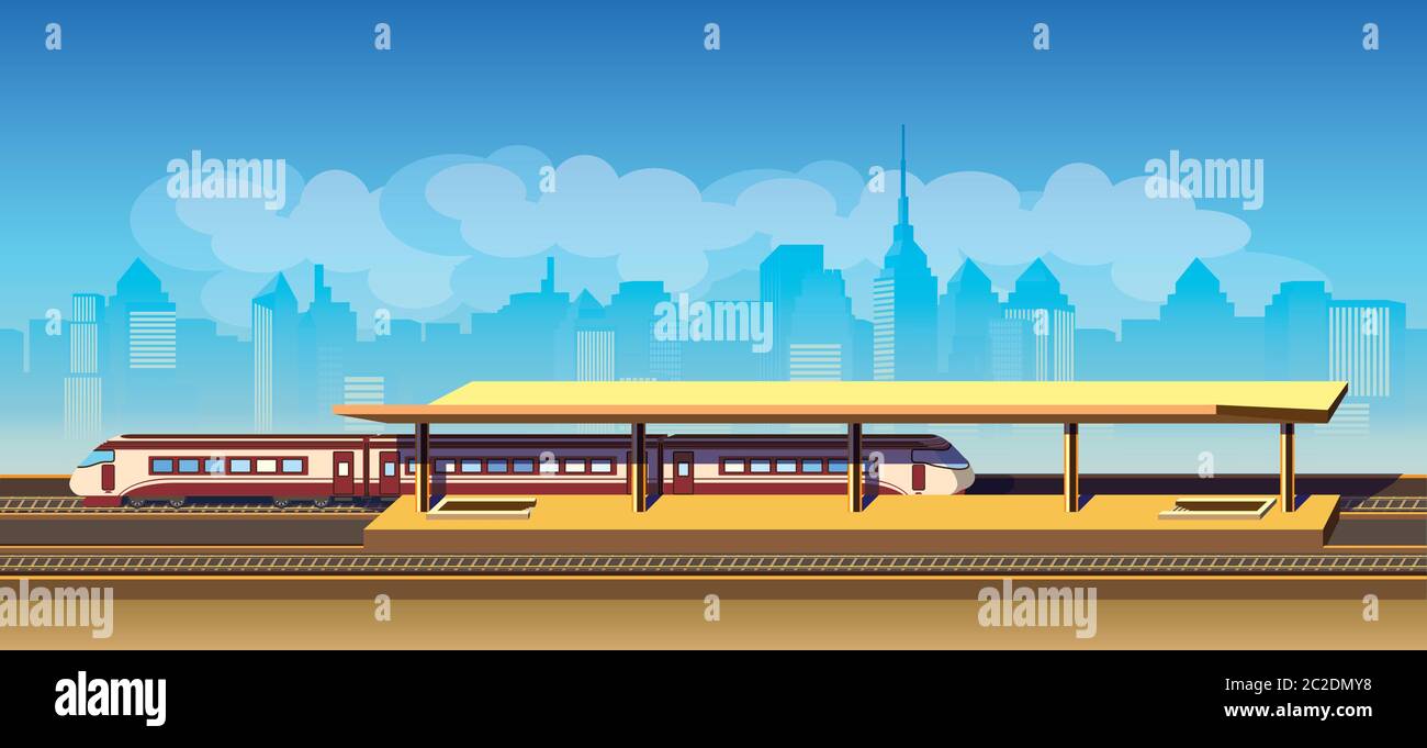 Stilisierte nahtlose horizontale Illustration auf ein Thema der Bahnhof. Kann für Werbung, Animation, etc. Verwendet werden Stock Vektor