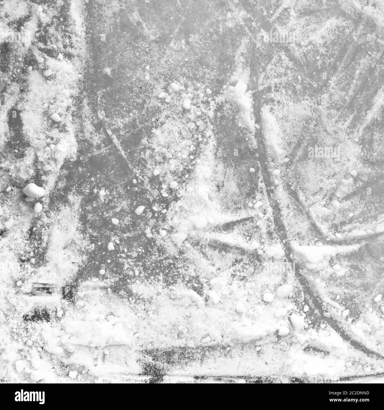Eisbahn, Detail eines strukturierten Hintergrund Eis. Sport- und Jahreszeiten. Stockfoto