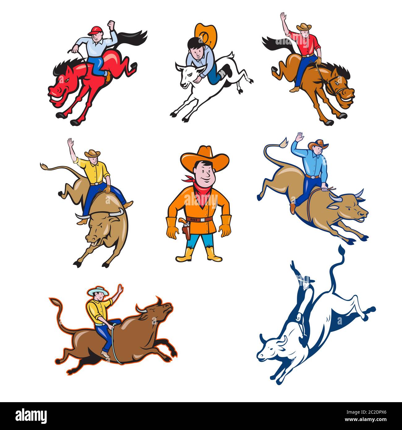 Bug Rodeo Comic Rodeo cowboy bull riding cartoon -Fotos und -Bildmaterial in hoher ...