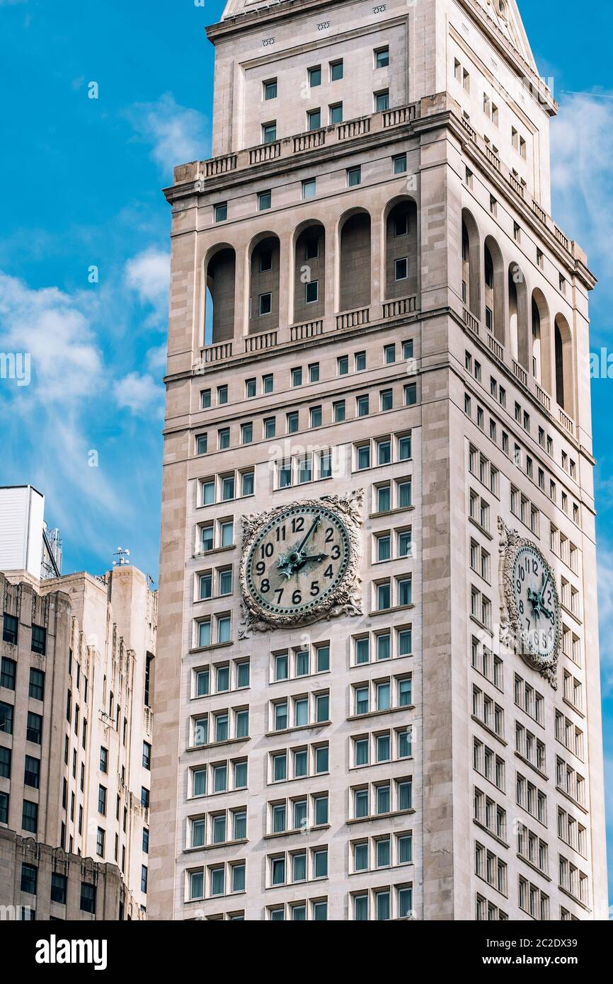 Blick auf Ornament auf der Außenfassade des Metropolitan Life Insurance Company Tower am Madison Square New York City Stockfoto