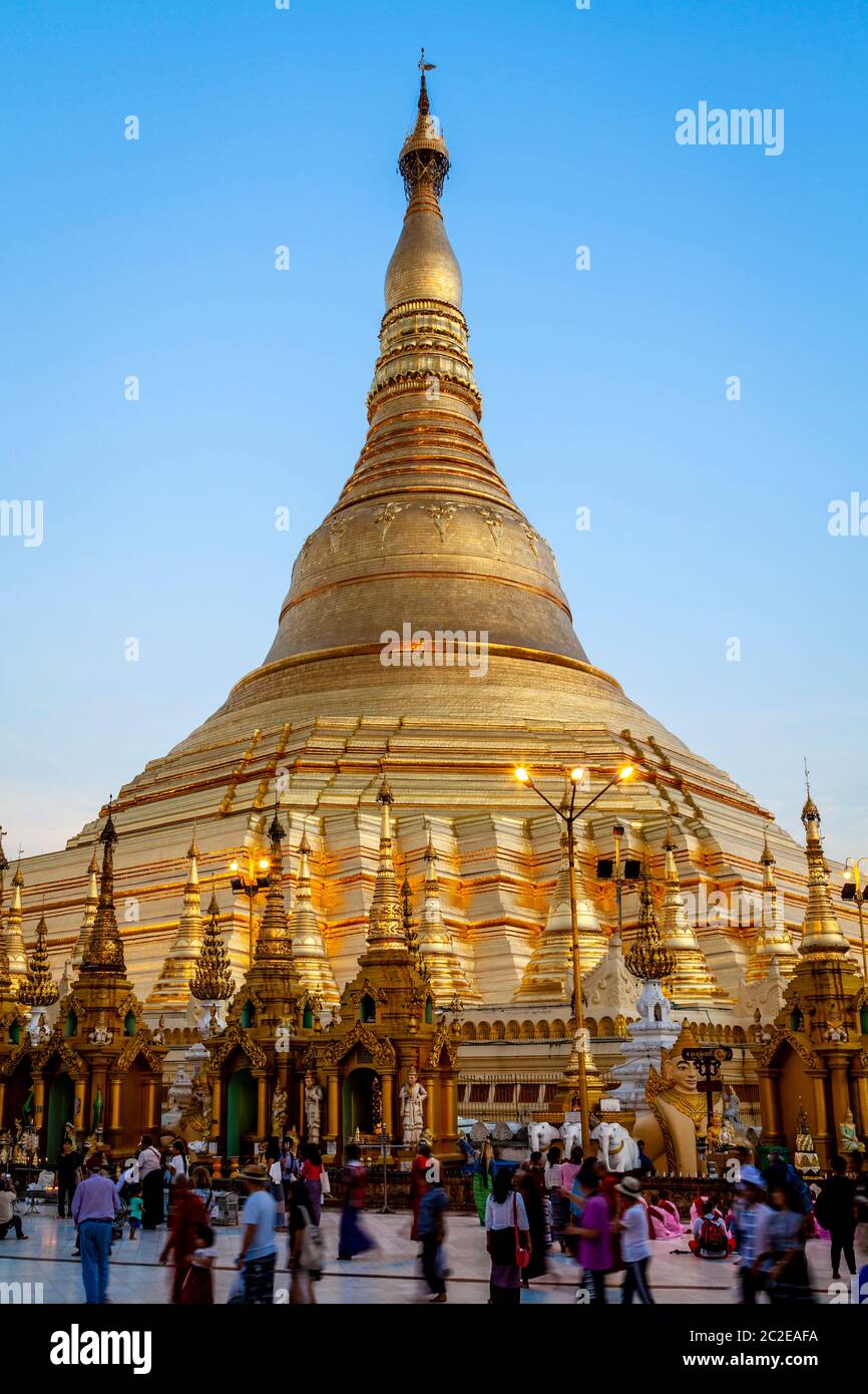 Die Shwedagon Pagode, Yangon, Myanmar. Stockfoto
