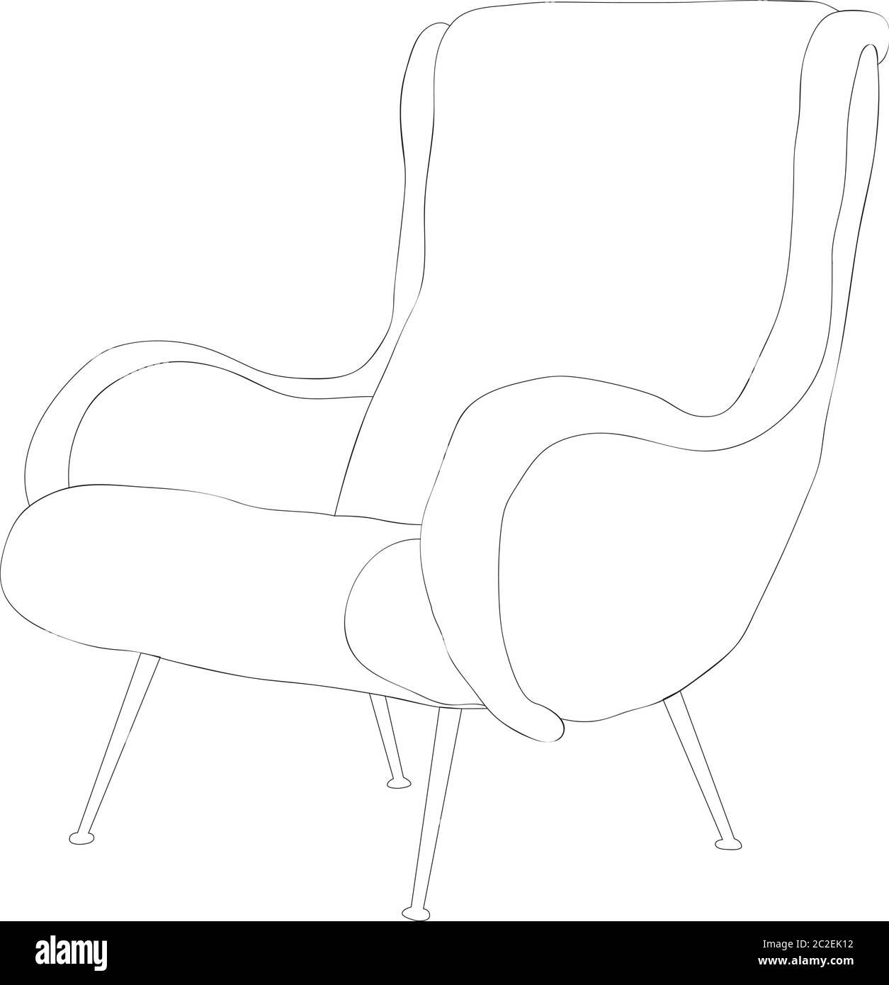 Isoliert, Möbel Sessel Skizze Stock Vektor